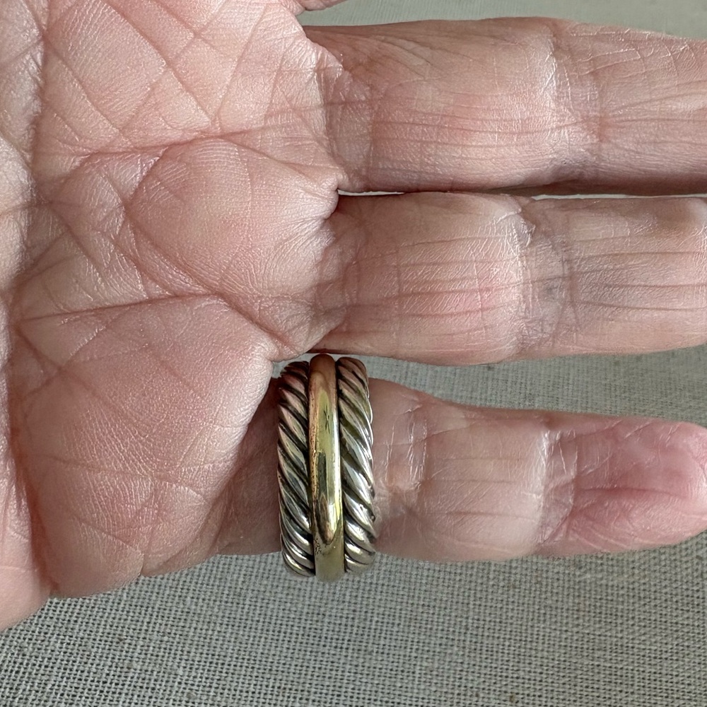 David Yurman Sterling Silver Cable & 14k Gold Band Ring 5.5 Unisex - Picture 2 of 7